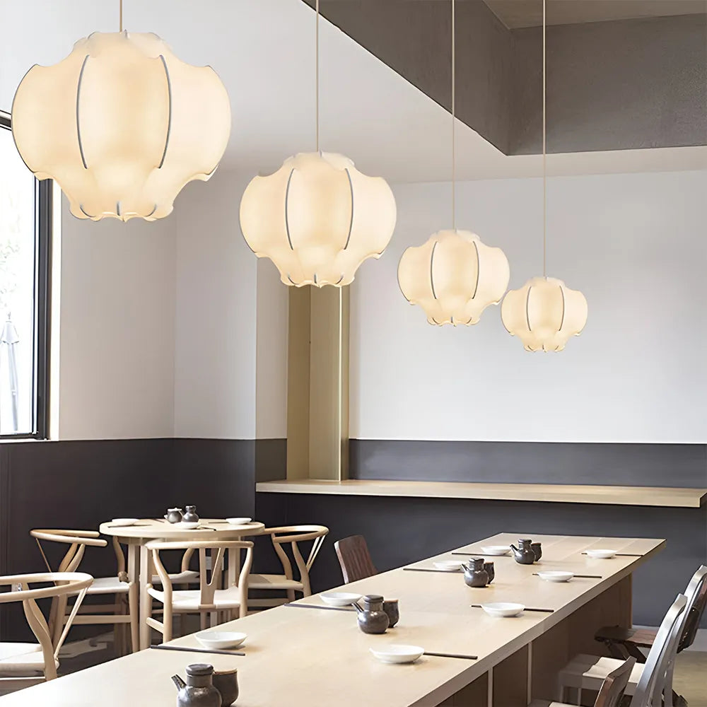 Modern Fabric Sculptural Hanging Light