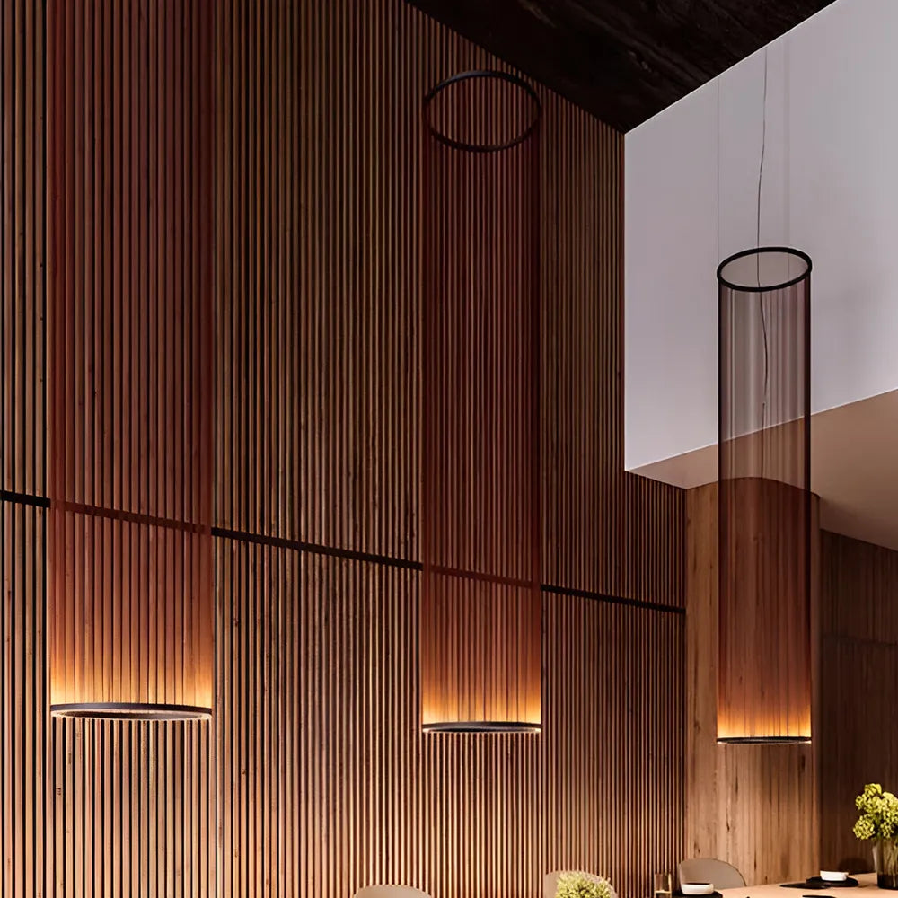 Modern Fabric Shade Column Pendant Light