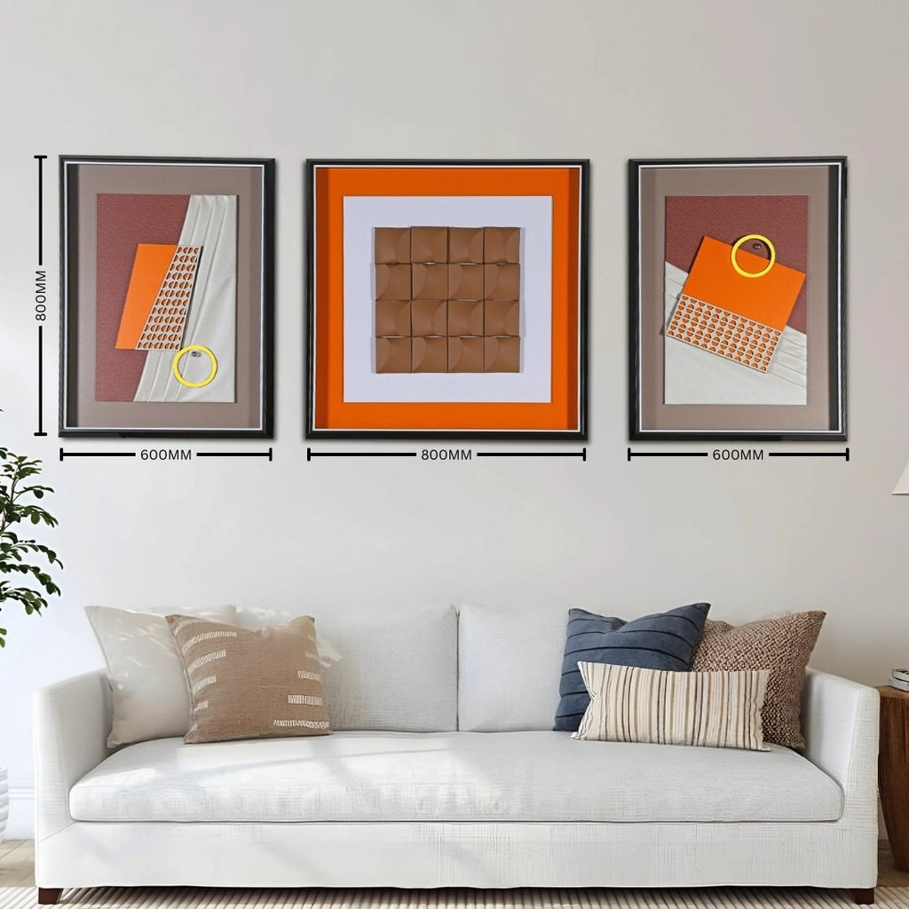 Modern Geometric Abstract 3-Piece Wall Frame