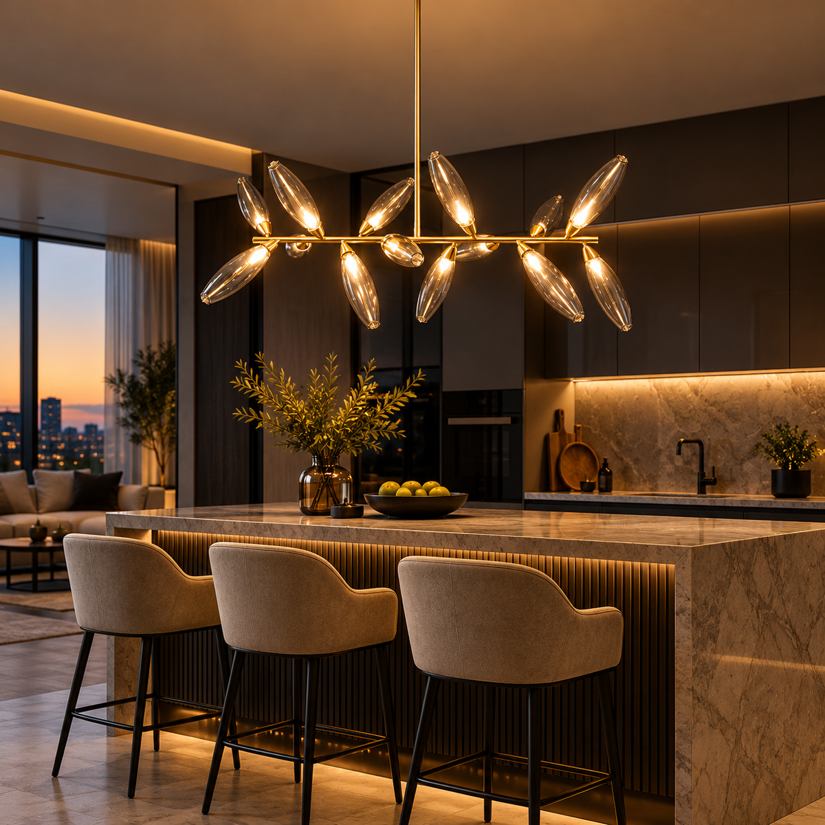 Aurelia Branch Glass Linear Chandelier