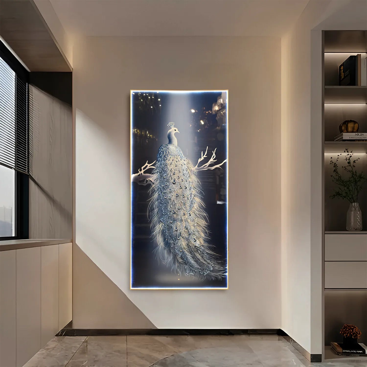 Mystic Azure Peacock - Elegant Avian Wall Art