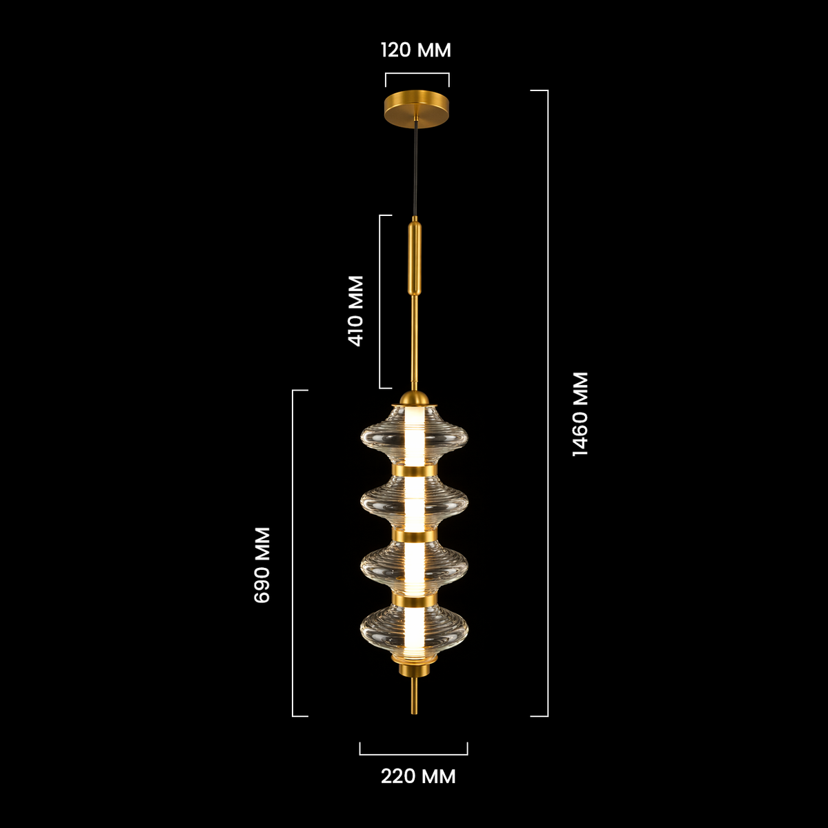 LumiStack Tiered Crystal Glass Pendant Light