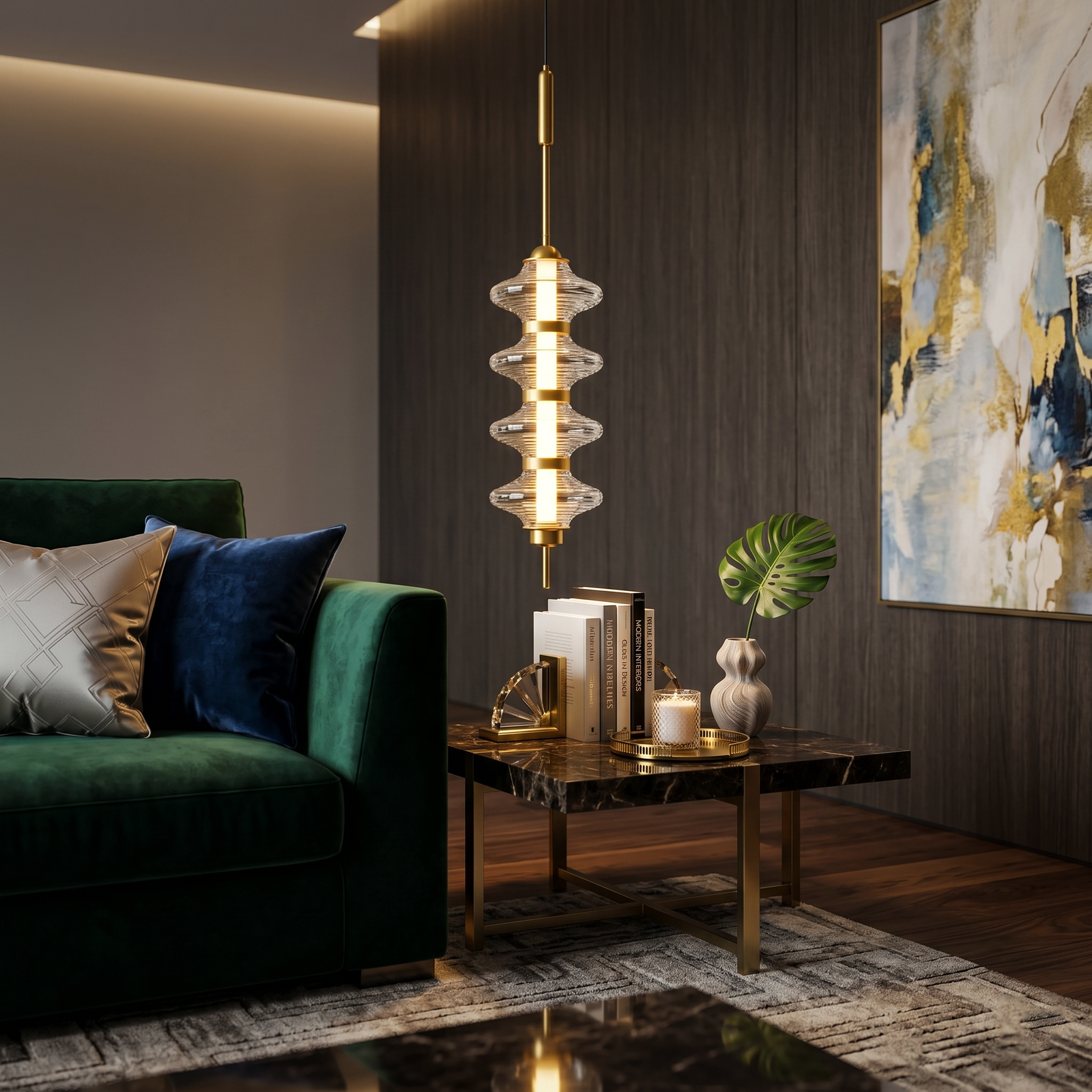 LumiStack Tiered Crystal Glass Pendant Light