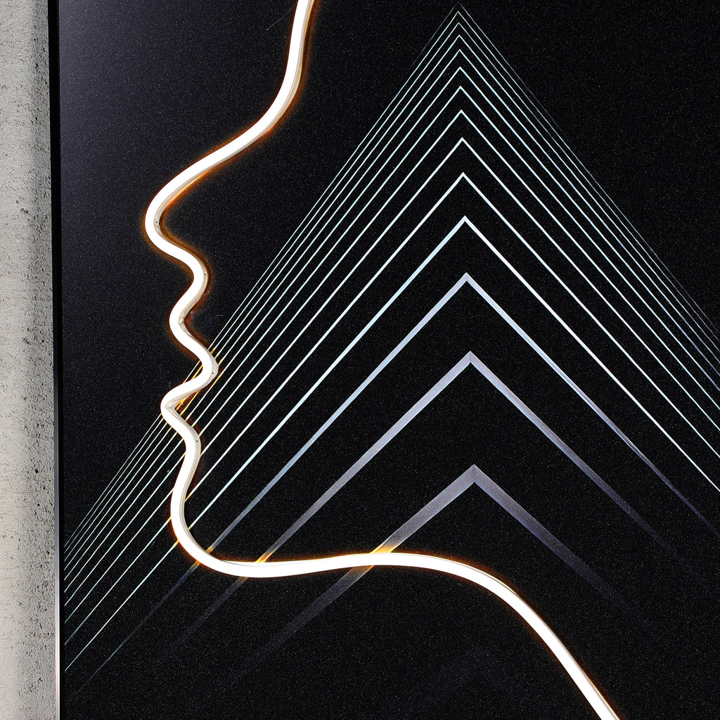 Neon Mirage Geometric Face Wall Art