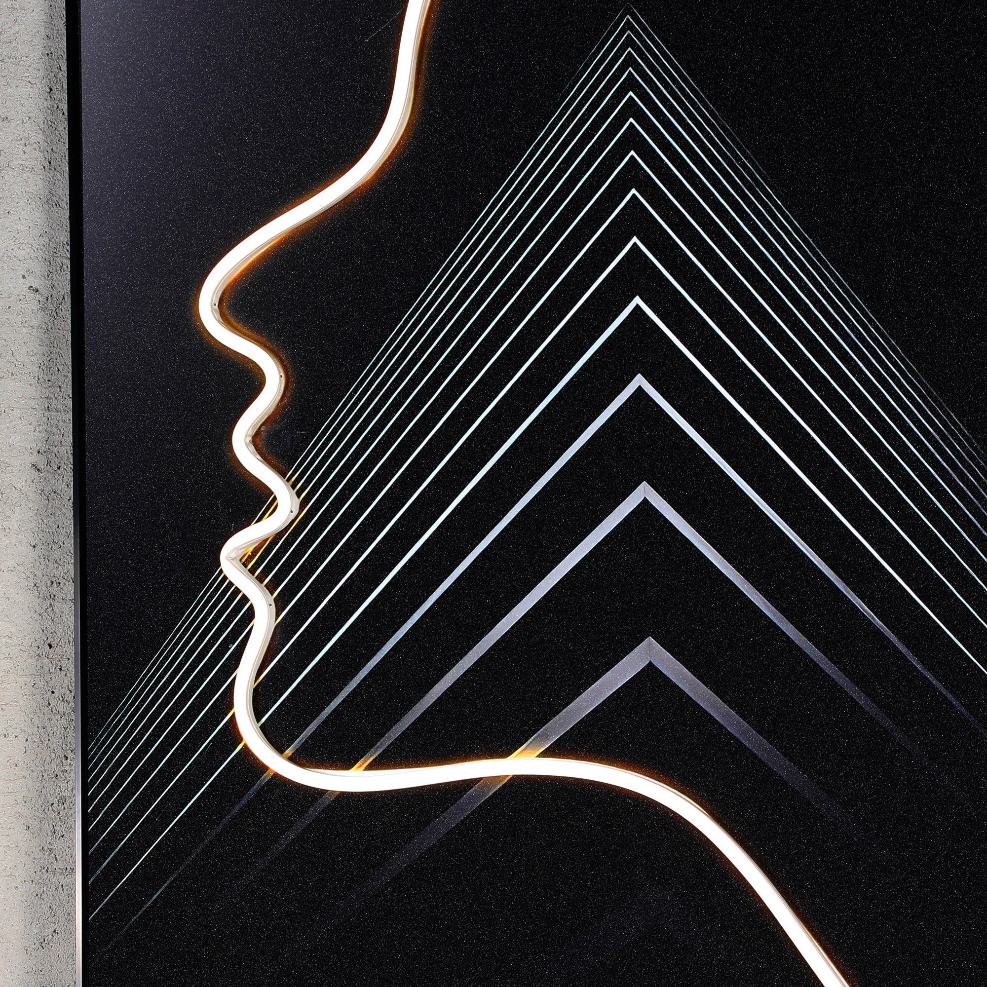 Neon Mirage Geometric Face Wall Art
