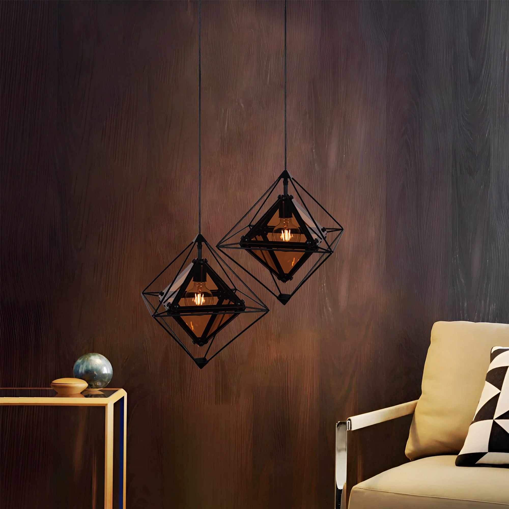 Nexus Cage - Contemporary Diamond Shaped Pendant Light