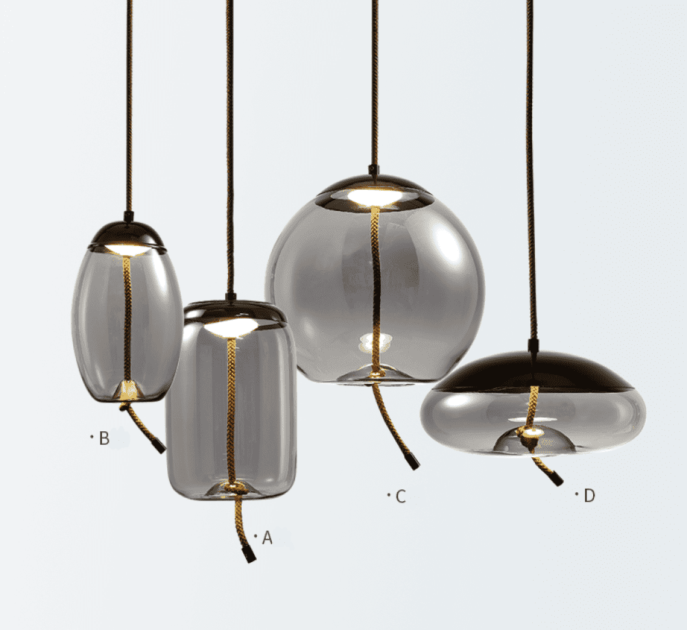 Aurorae Smoked Cluster-5 LED Glass Chandelier
