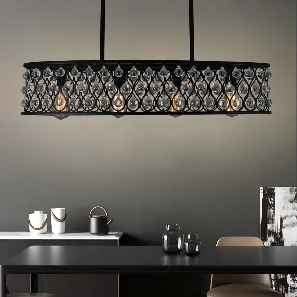 Onyx Rain - Modern Black Crystal Chandelier