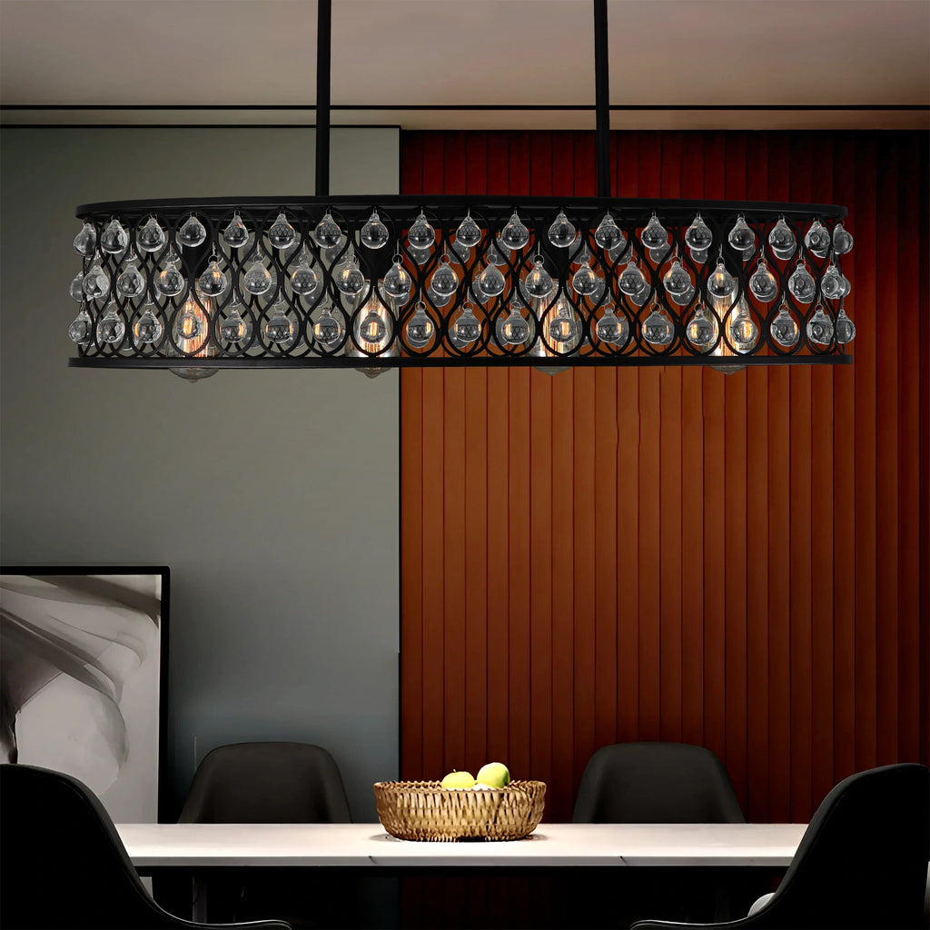 Onyx Rain - Modern Black Crystal Chandelier