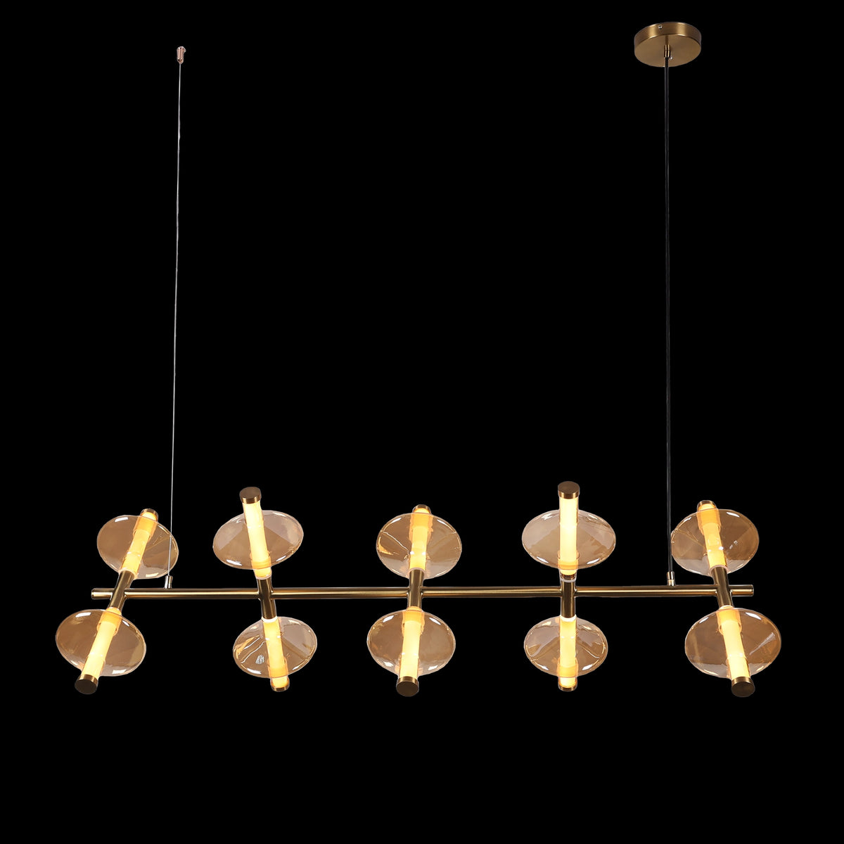 Orbit Gleam - Amber Glass Horizontal Chandelier