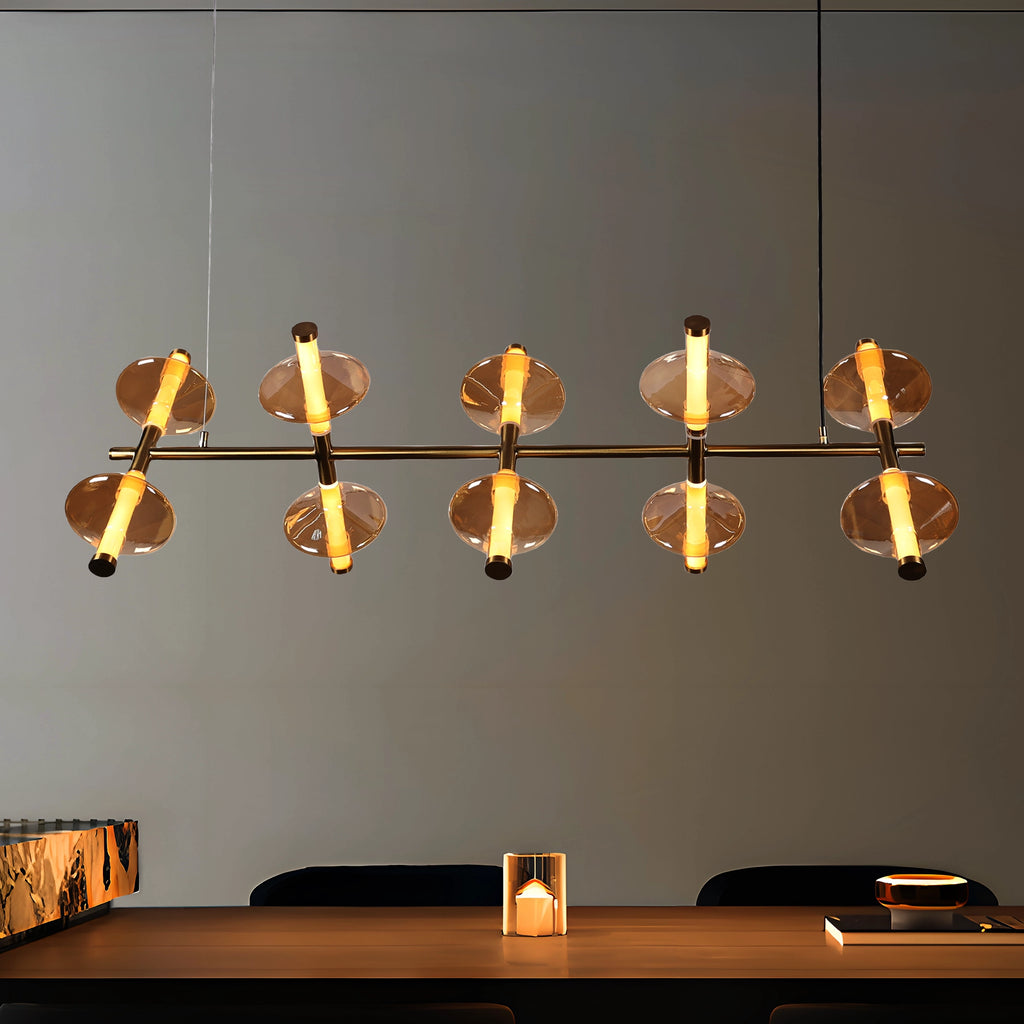 Orbit Gleam - Amber Glass Horizontal Chandelier