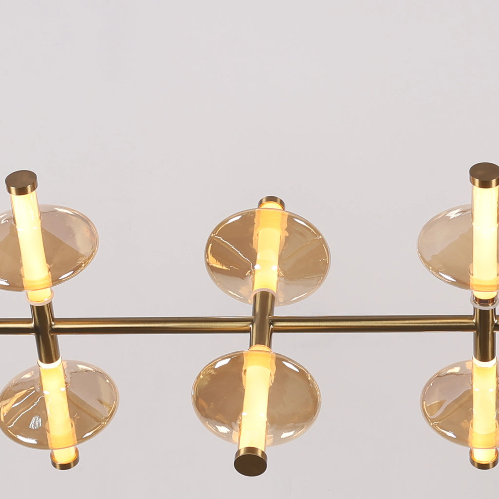 Orbit Gleam - Amber Glass Horizontal Chandelier