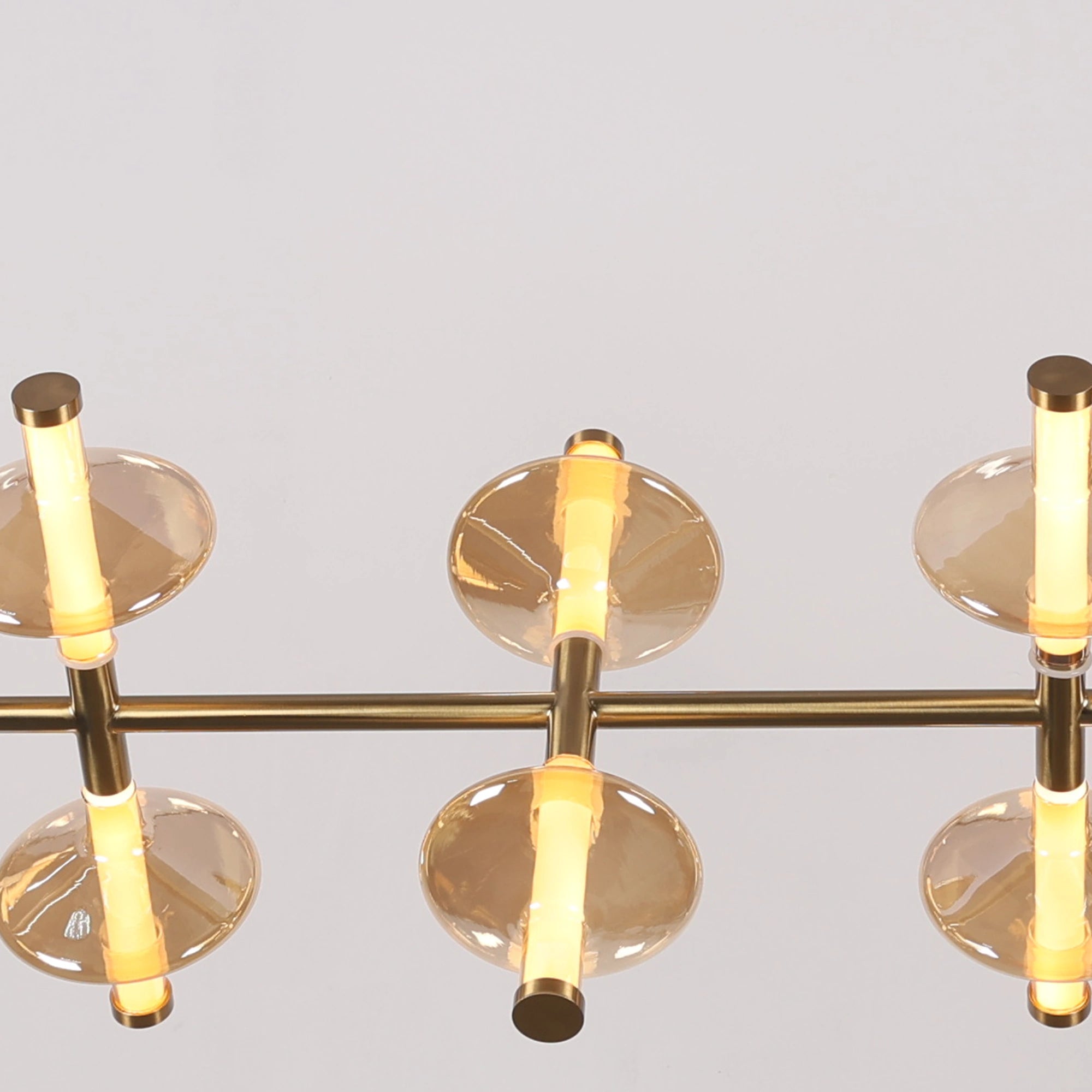 Orbit Gleam - Amber Glass Horizontal Chandelier