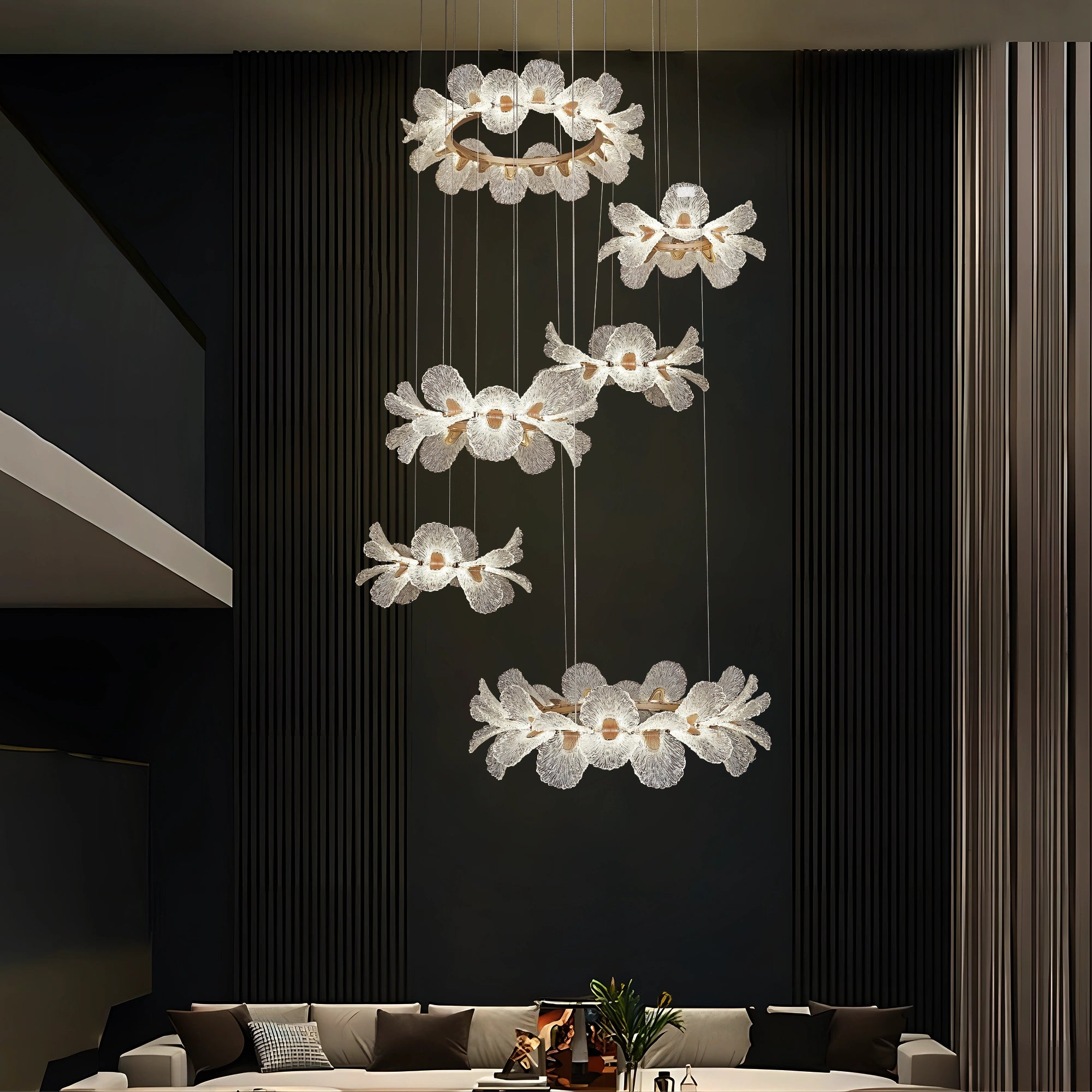 Petal Cascade Modern Floral Chandelier