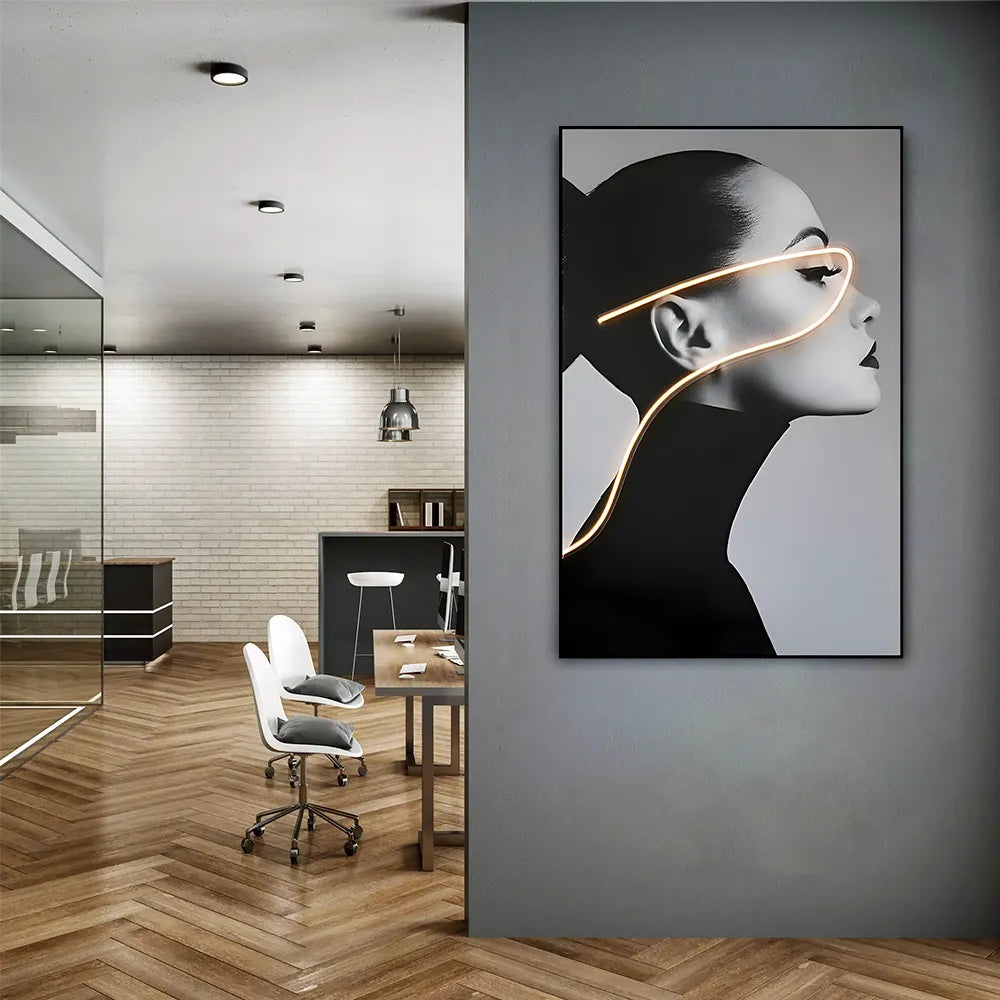Radiant Gaze Portrait Illuminated Wall Art