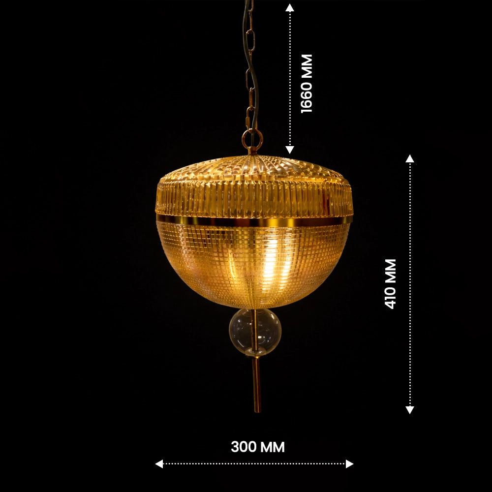 Gilded Ribbed Dome Pendant Light