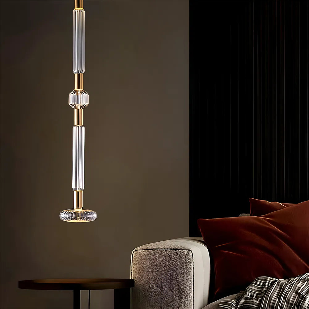 Sculptural Fluted Glass Column Pendant Light