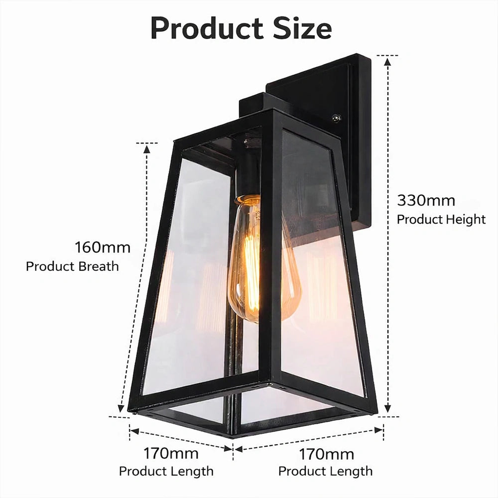 Sleek Black Geometric Outdoor Wall Lantern