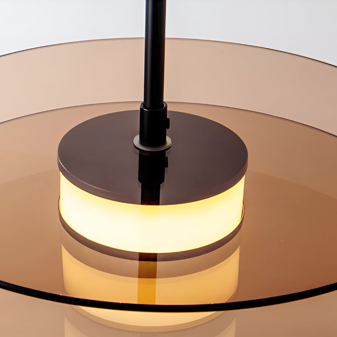 Smoked Glass Layered Saucer Pendant Light