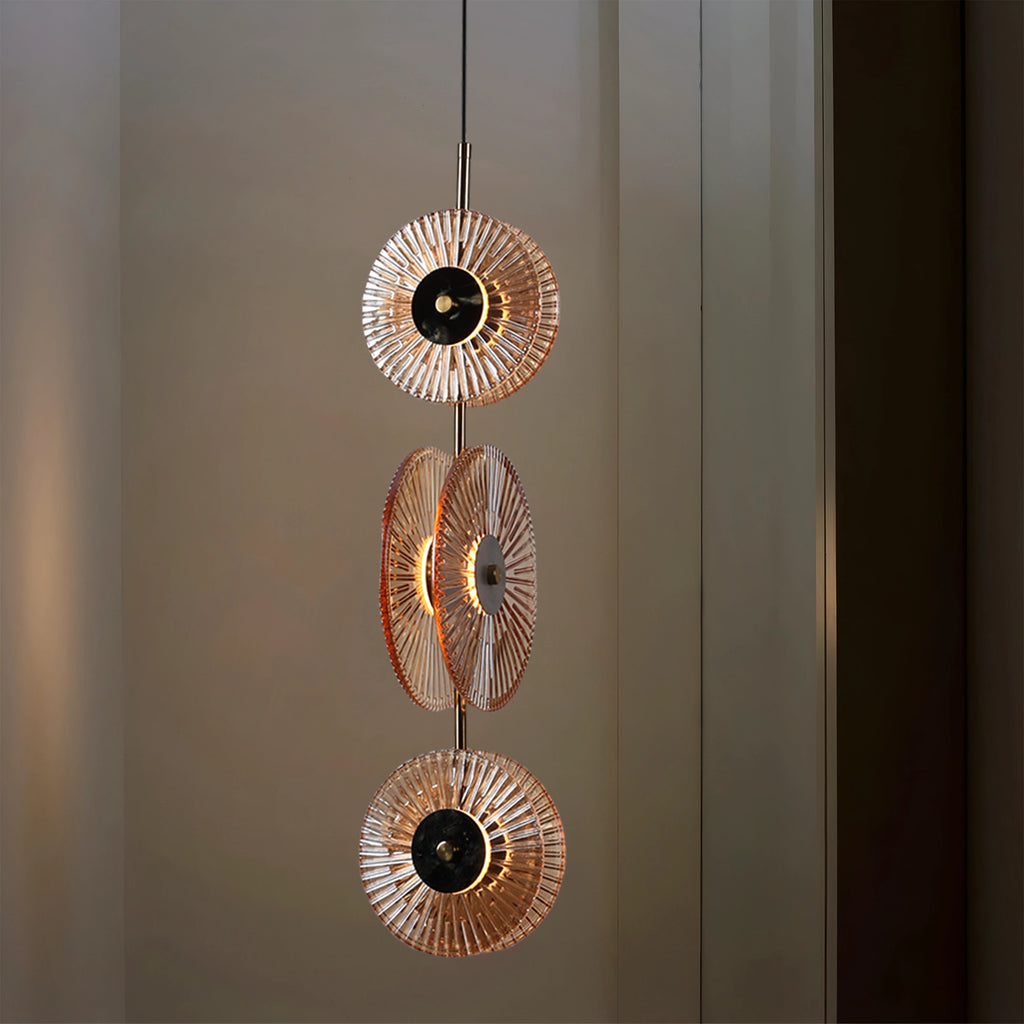 Solar Disc- Modern Fluted Glass Pendant Light