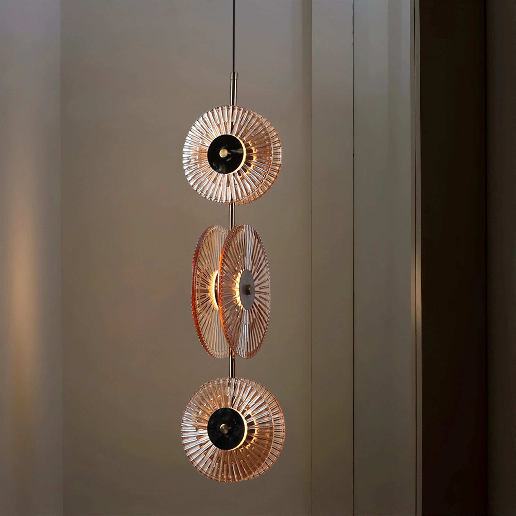 Solar Disc- Modern Fluted Glass Pendant Light