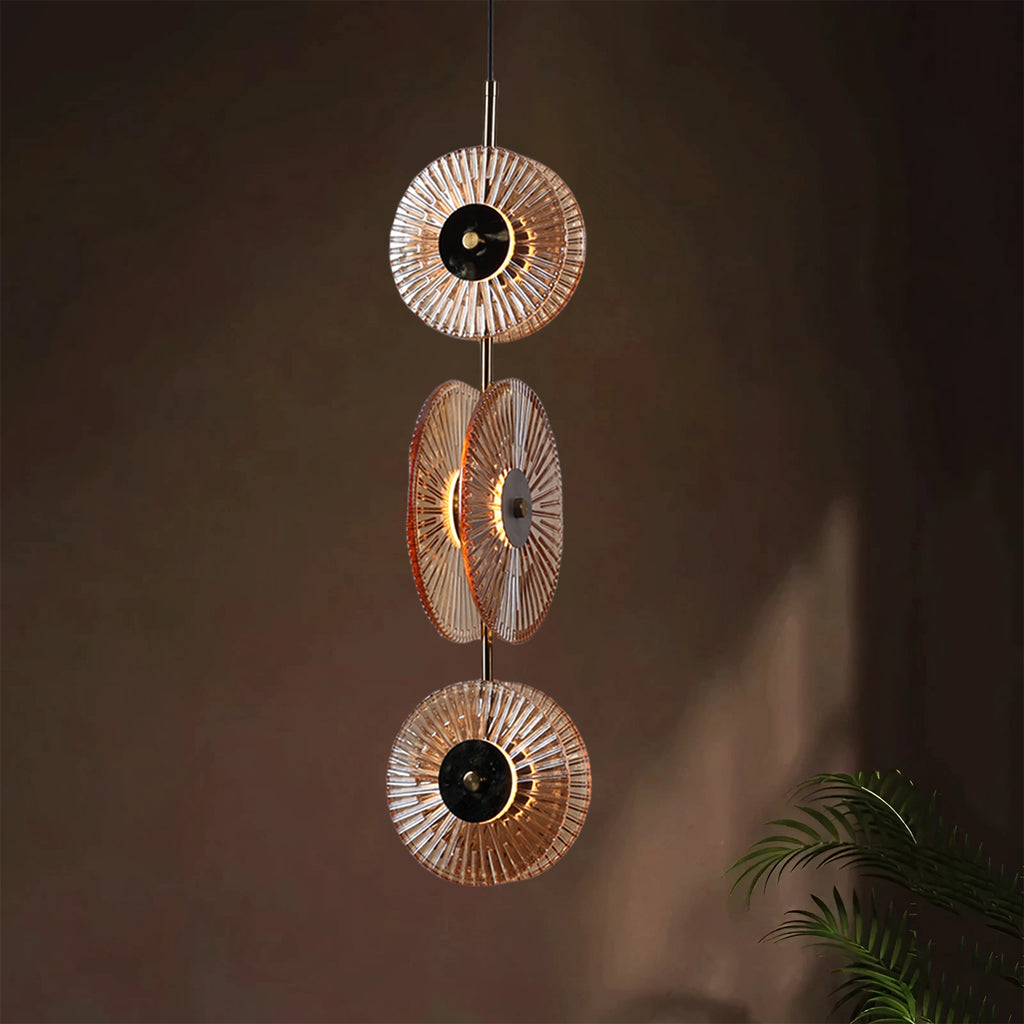 Solar Disc- Modern Fluted Glass Pendant Light