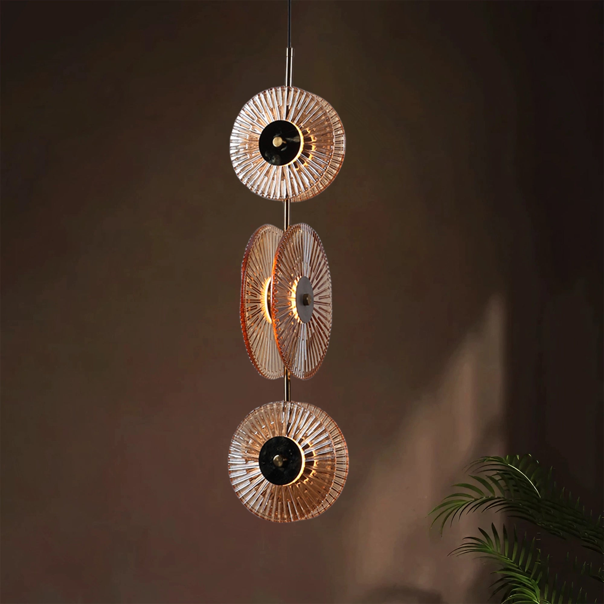 Solar Disc- Modern Fluted Glass Pendant Light