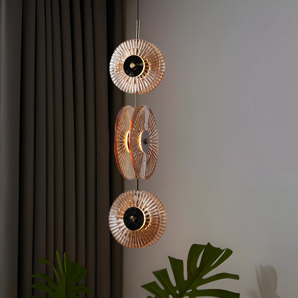 Solar Disc- Modern Fluted Glass Pendant Light