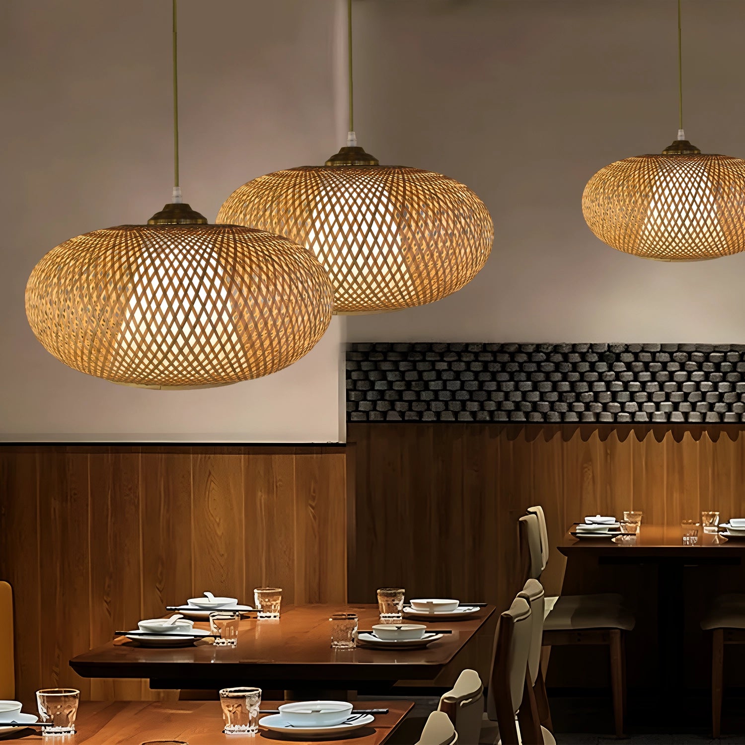 Country Bamboo Coastal Style Rattan Pendant Lamp