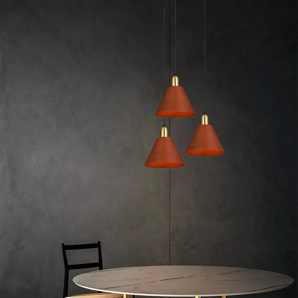 Timber Echo Cone Wood Grain Pendant Light