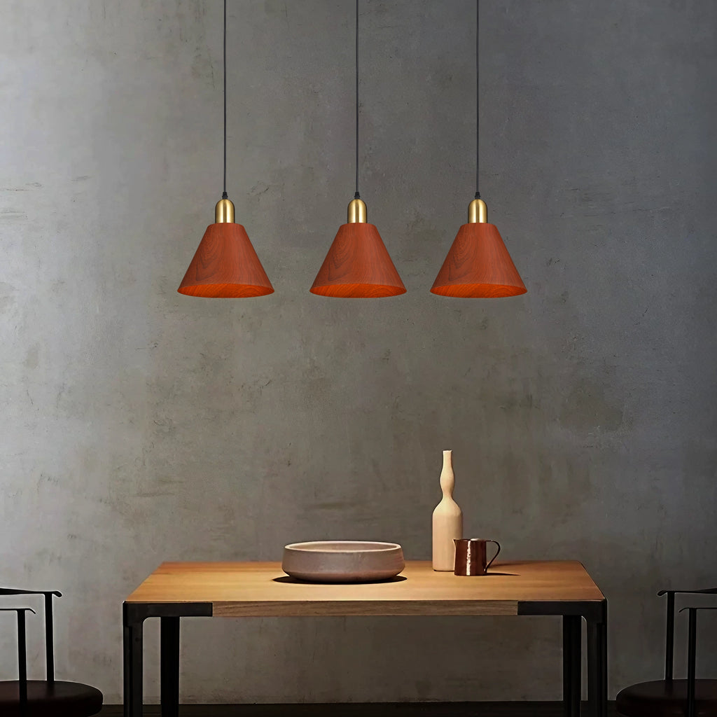 Timber Echo Cone Wood Grain Pendant Light