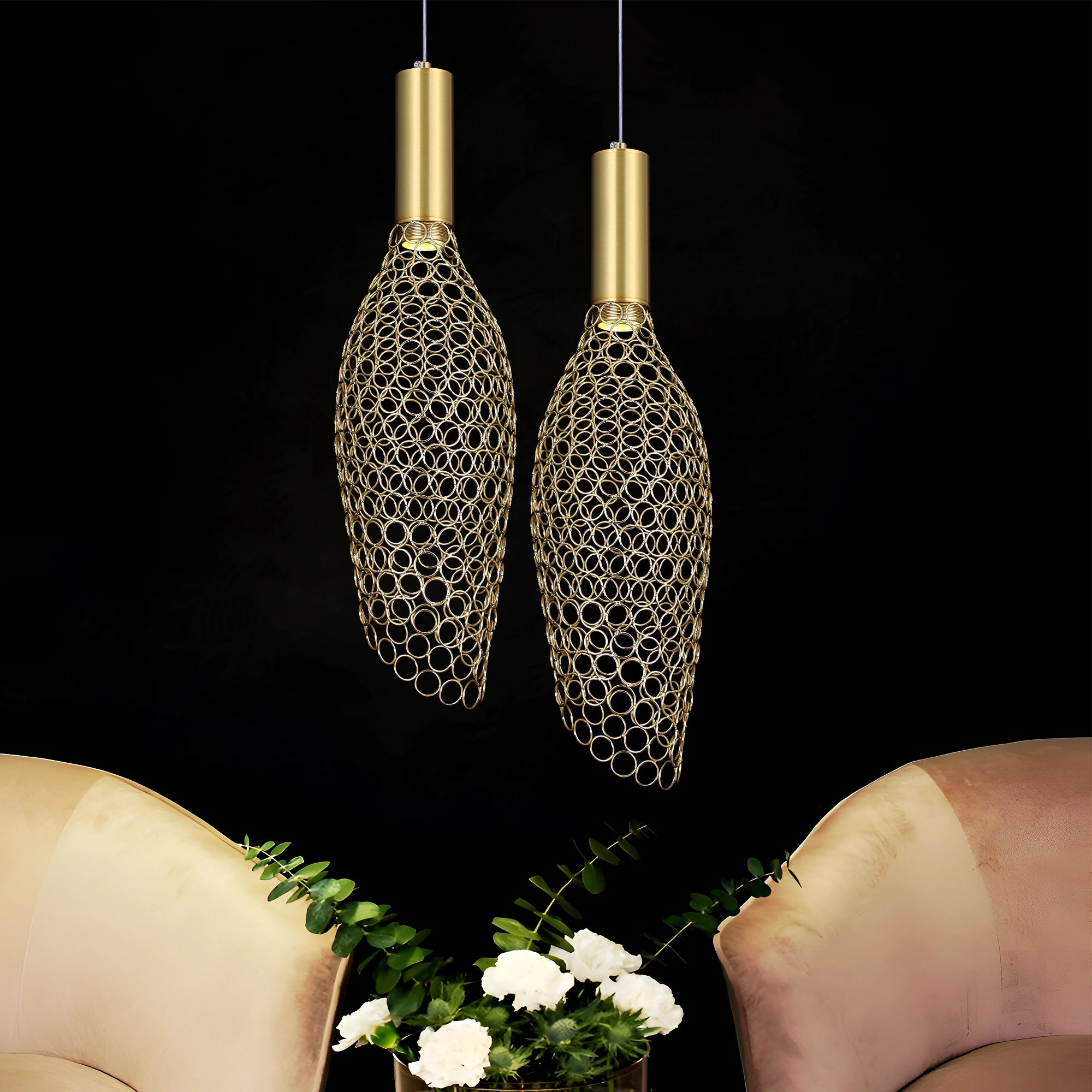 AuraMesh Gold Pendant Light