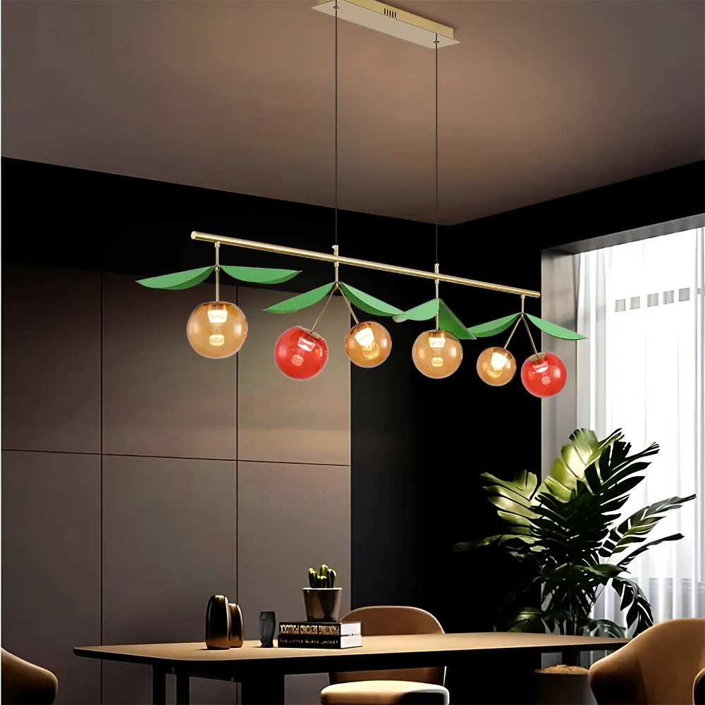 Vibrant Cherry Leaf Bar Chandelier
