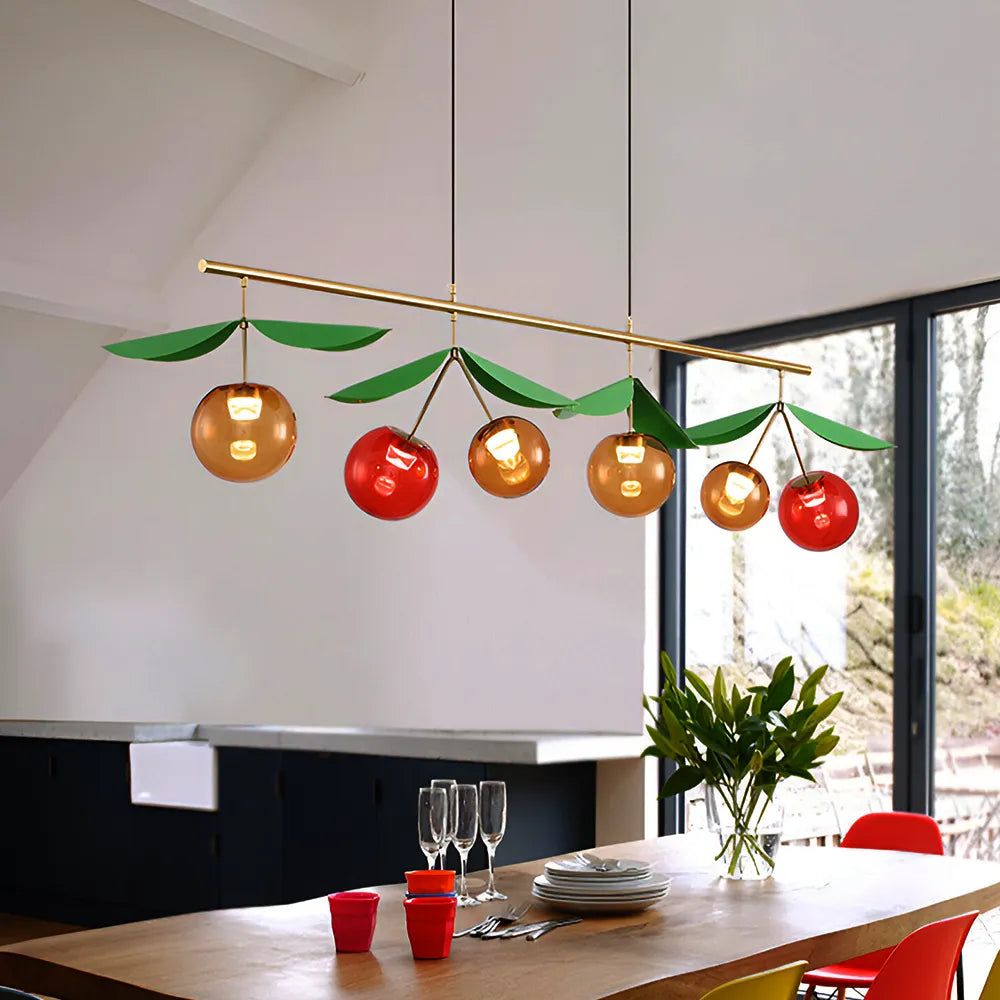 Vibrant Cherry Leaf Bar Chandelier