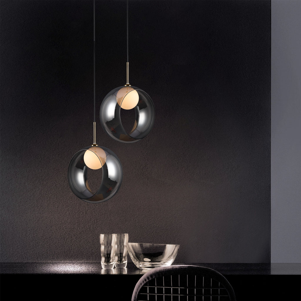 Void Orb - Modern Smoked Glass Pendant Light