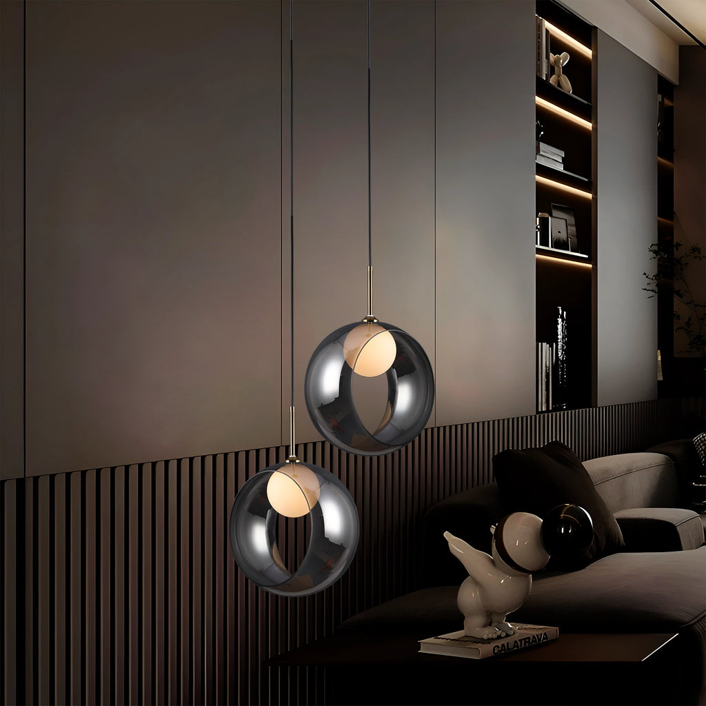 Void Orb - Modern Smoked Glass Pendant Light