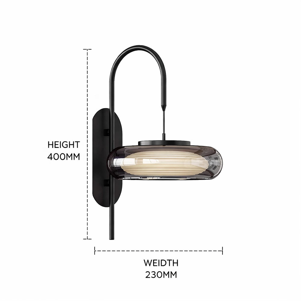 Aurora Arc Smoke Glass Wall Sconce