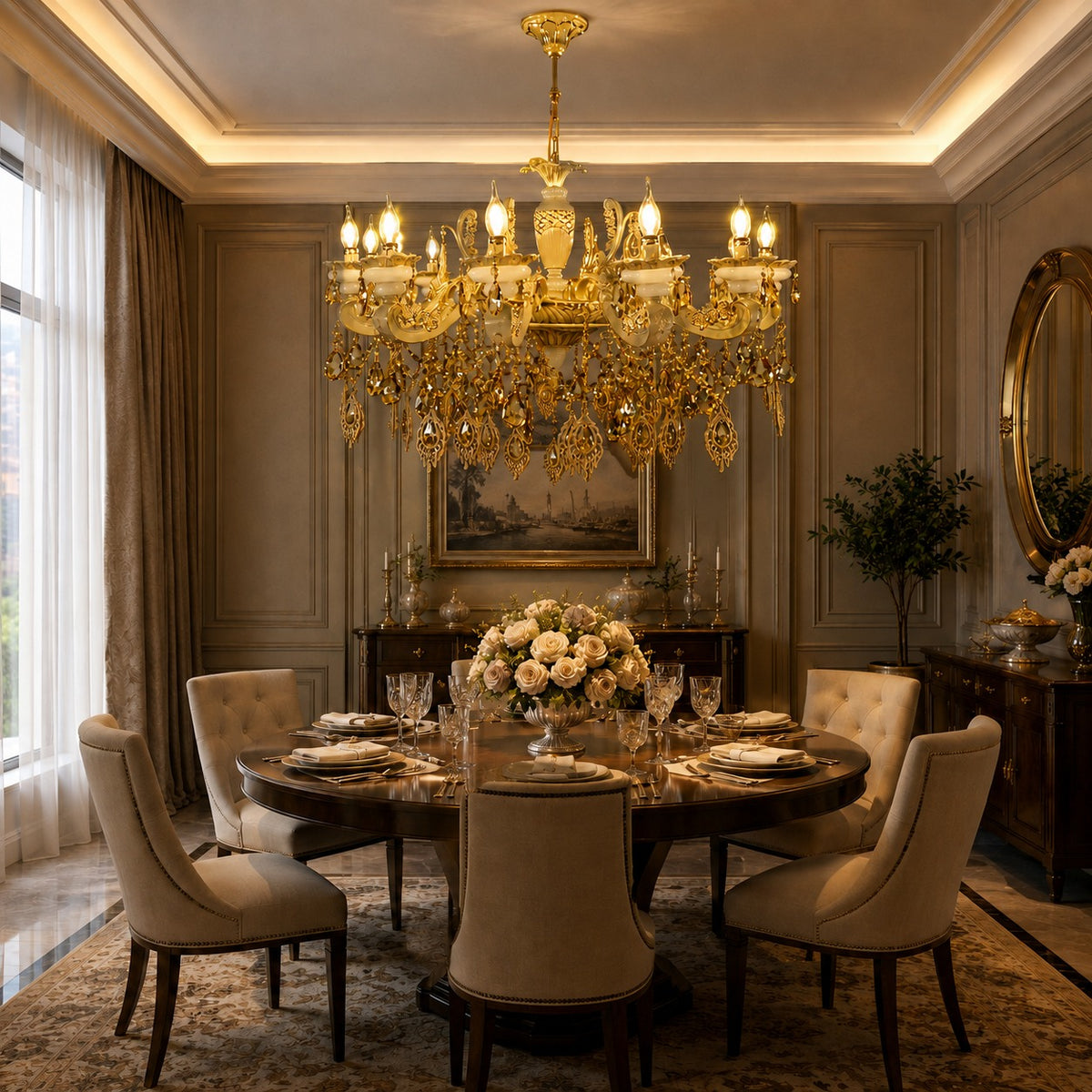 Royal Aurelia Golden Crystal Chandelier