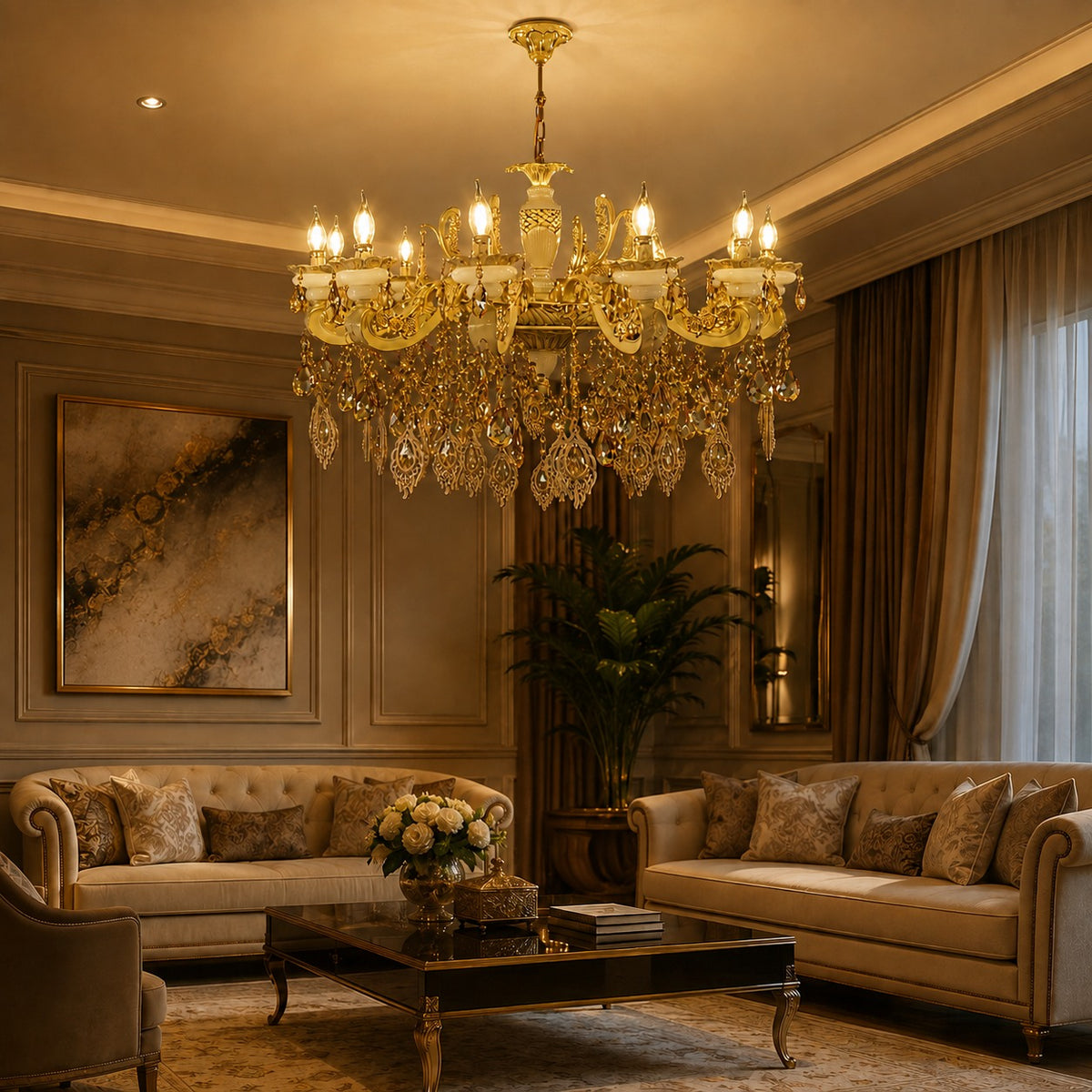 Royal Aurelia Golden Crystal Chandelier