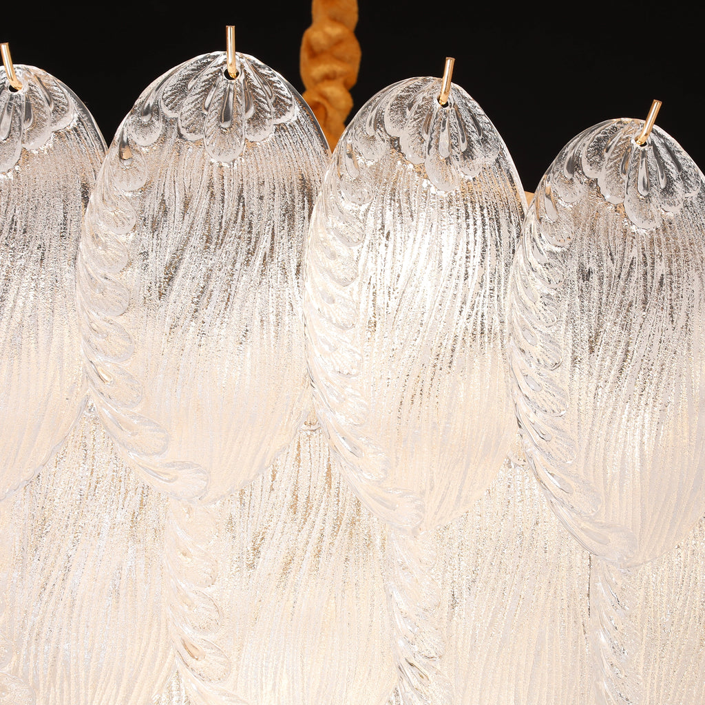 Whispering Leaf Motif Glass Chandelier