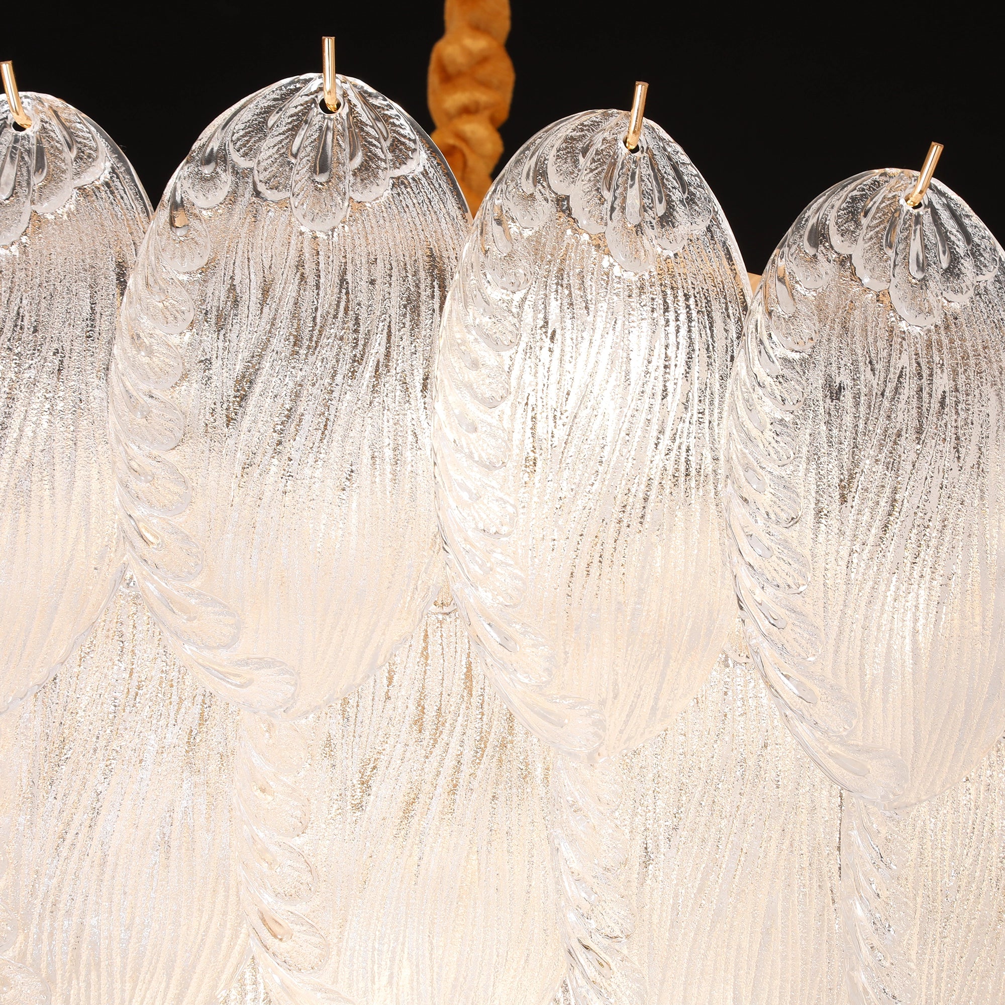 Whispering Leaf Motif Glass Chandelier