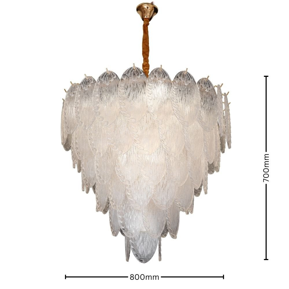 Whispering Leaf Motif Glass Chandelier