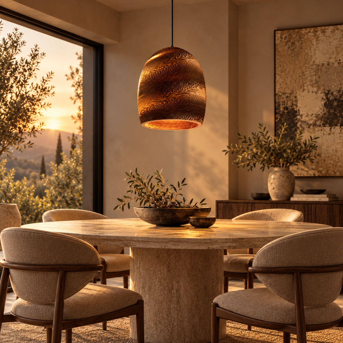 Antique Copper Textured Dome Pendant Light