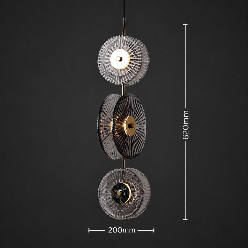 Lunar Disc- Modern Fluted Glass Pendant Light