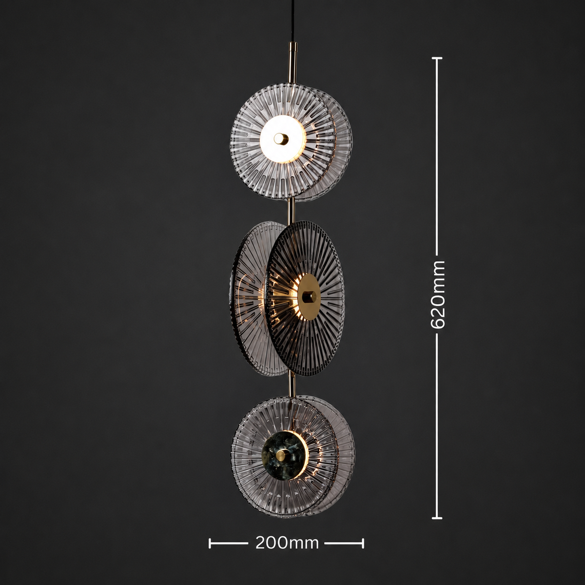 Lunar Disc- Modern Fluted Glass Pendant Light