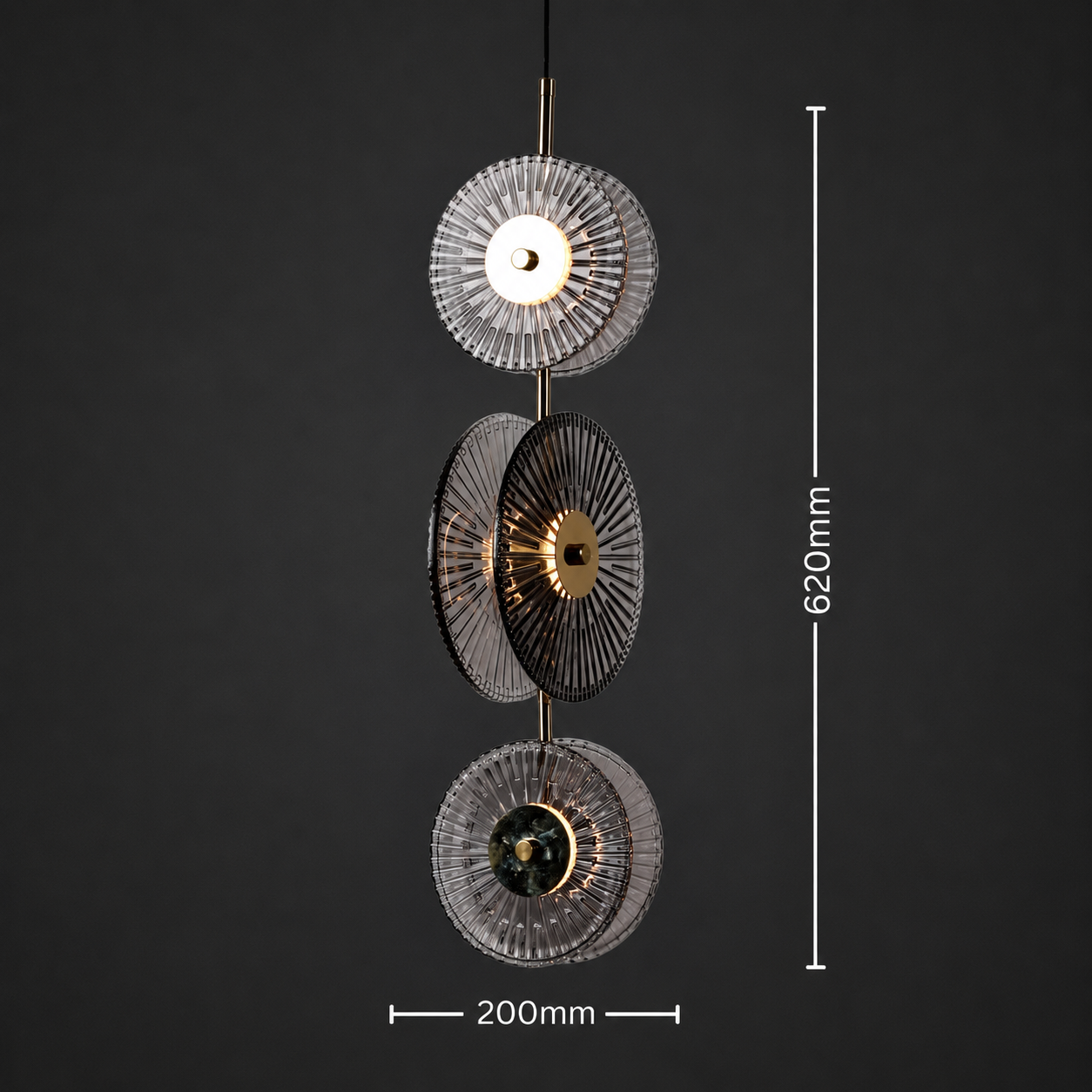Lunar Disc- Modern Fluted Glass Pendant Light