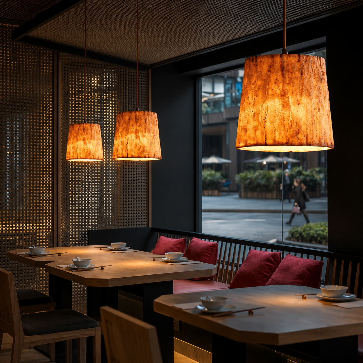 Bark Aura Rustic Wood-look Pendant Light