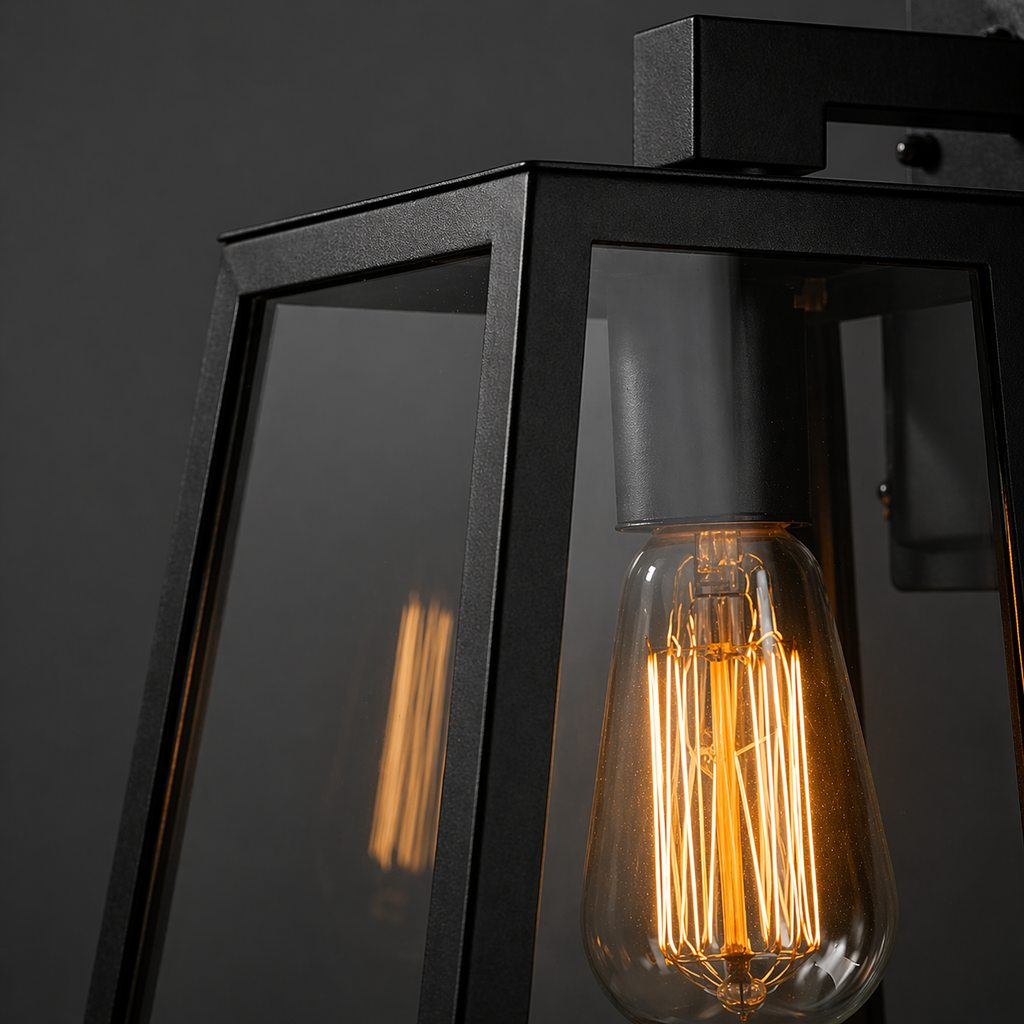 Sleek Black Geometric Outdoor Wall Lantern