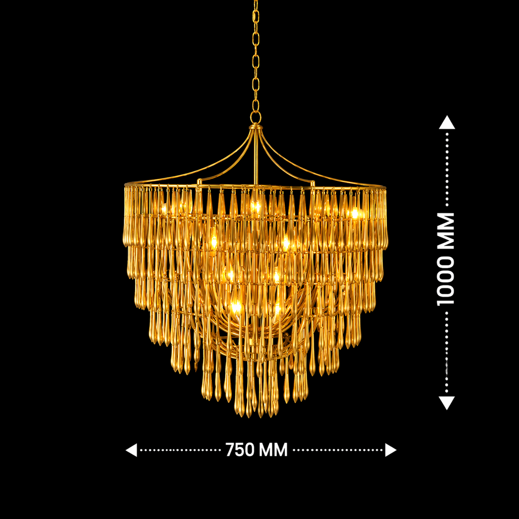 Aurevane LatticeDrop Gold Chandelier