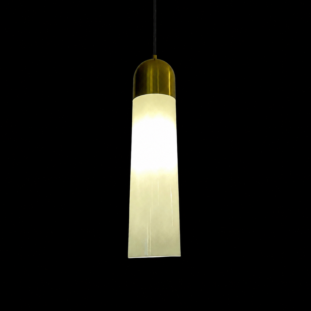 Aura Column Minimalist Gold and White Pendant Light